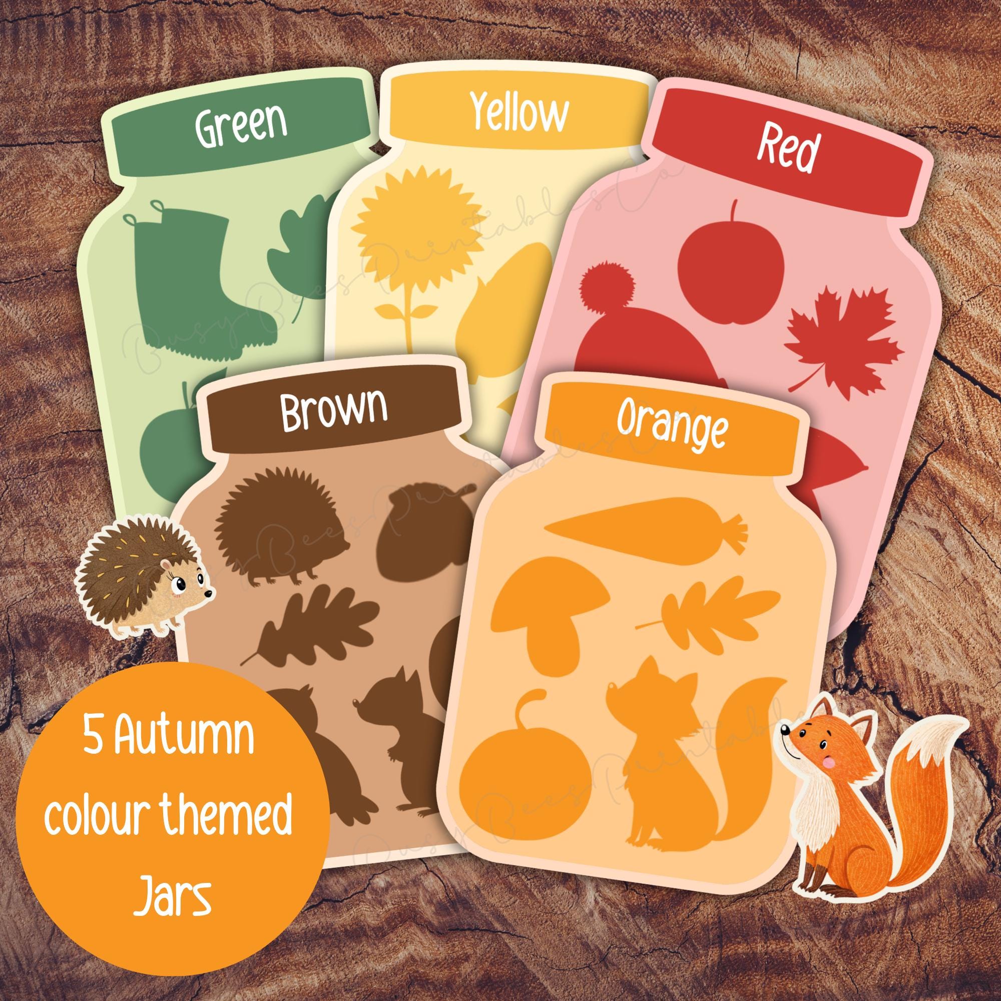 Autumn Colour Sorting Game for Kids, Toddler Color Matching Jars ...