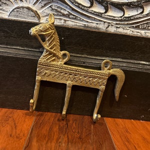 Handmade Brass Horse 3-pronged Wall Hook