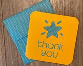 Thank you + star design notecard SVG cut file, greeting card and envelope. Digital download. Svg, dxf, png, pdf.  Compatible with Cricut +!