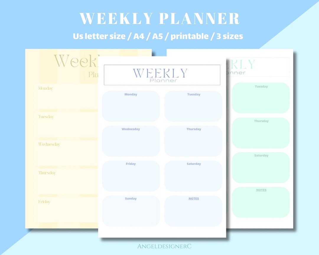 Weekly Planner Printable Weekly Planner A4 Letter Size - Etsy Canada