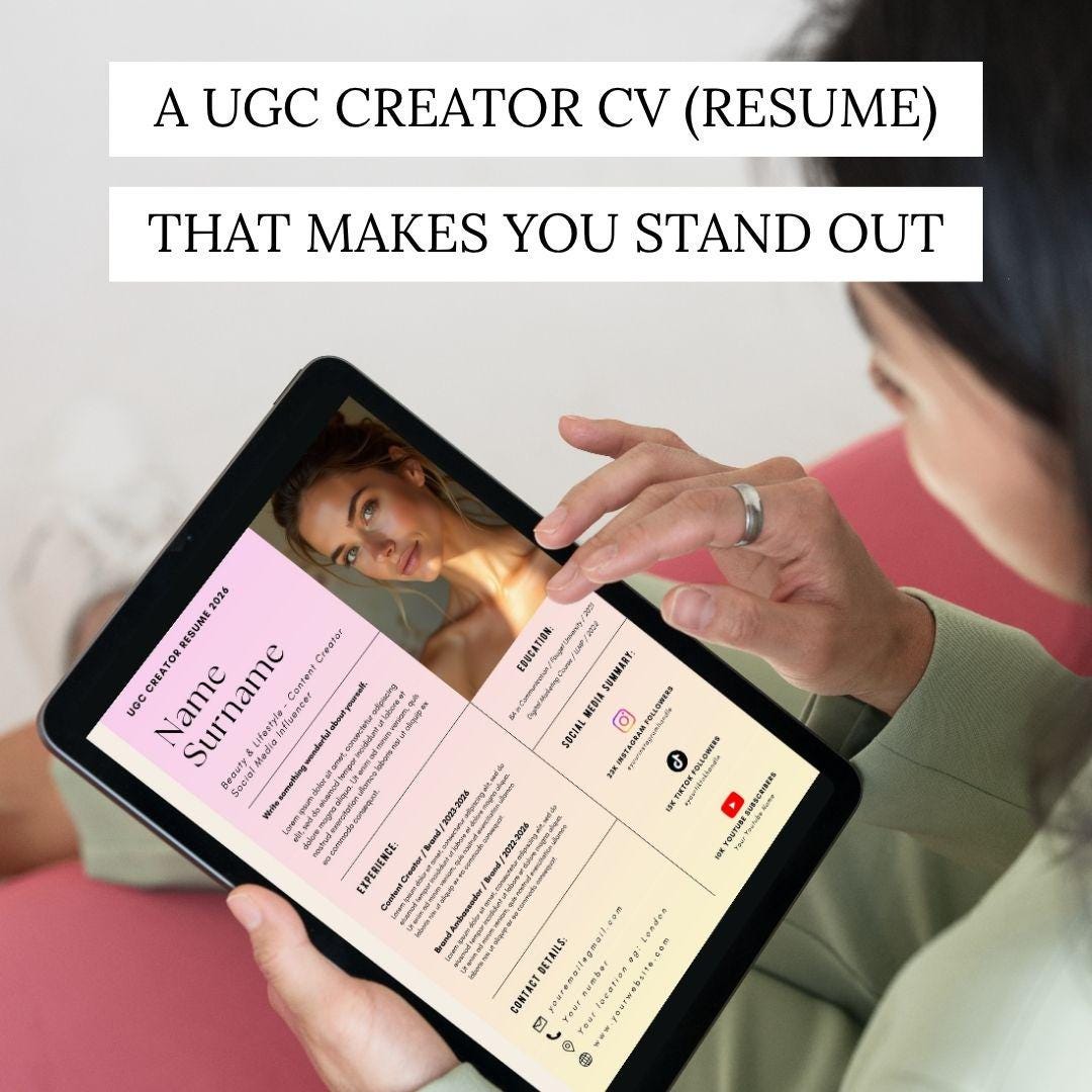 Ugc Example Cv UGC Creator Resume Template Canva | Influencer CV | Content Creator ...
