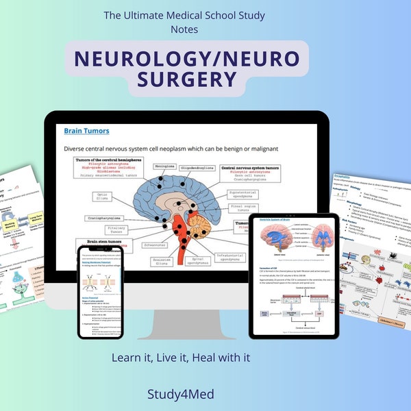 Medical Neurology & Neurosurgery Study Bundle | Nervous System Guide | Neurology and Neurosurgery Study Bundle |Medical School Bundle |