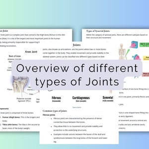 Overview of Types of Joints | Skeletal | Medical Student Gift | Cram Notes | Revision
