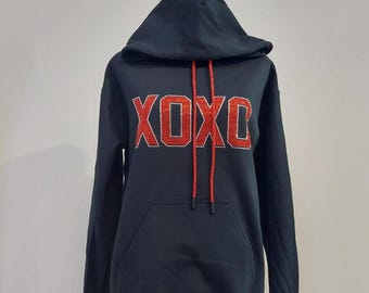 Valentine XOXO Rhinestone Hoodie - Valentines Day Bling