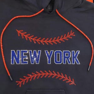 Rhinestone New York Baseball Sweatshirt New York Shirt Baseball Fan bling shirt