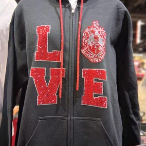 Delta Sigma Theta DST 1913 Sorority Love Rhinestone Shirt Bedazzled DST Love Zip up Sweatshirt
