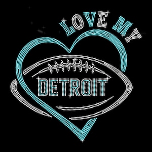 Detroit Football Rhinestone Shirt Sweatshirt Detroit love Football Fan Game day bling shirt