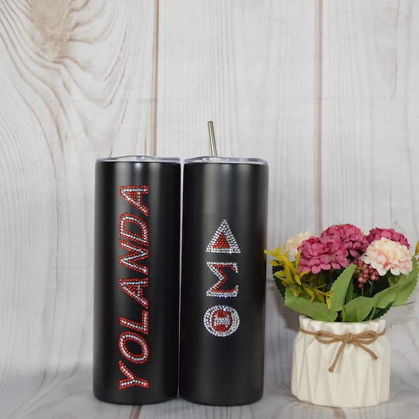 Delta Sigma Theta Sorority(DST) Rhinestone Tumbler, Delta Sigma Theta Sorority Personalized Gift