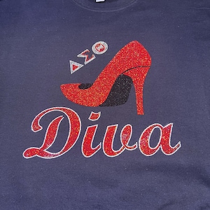 Delta Diva DST Sorority Rhinestone Shirt or Rhinestone Hoodie