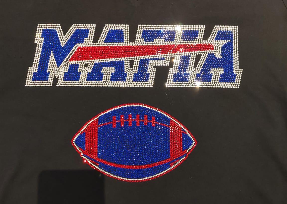 Buffalo Football Rhinestone Shirt: Mafia Fan Bling Tee