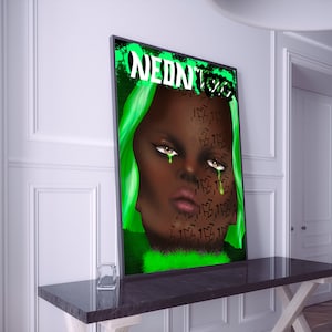 Poster - Cover Gurl - Neon - poster style magazine cover - fashion illustration - neon green - -