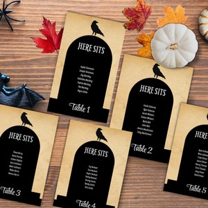 Halloween Hochzeit Sitzplan: Gothic Herbst Sitzplan (Digitaler Download 13 x 18,5 cm)