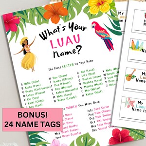 What's Your Luau Name, Name Game, Hawaiian Party Game, Tropical ...