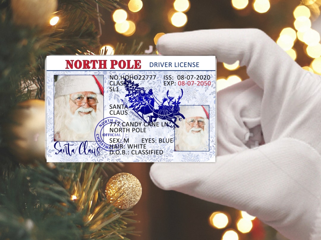 Santa Claus Lost Drivers License, Printable Card, Santa's Drivers