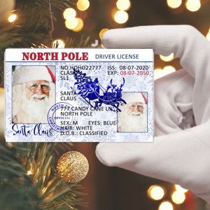 Permis perdu du père Noël, Permis de conduire père Noël, Carte d'identité du père Noël, Surprise de Noël, Permis de traîneau du père Noël, Règles de conduite du père Noël