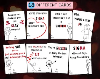 Funny Slang Valentine's Day Cards for Teens (Printable Digital Download)