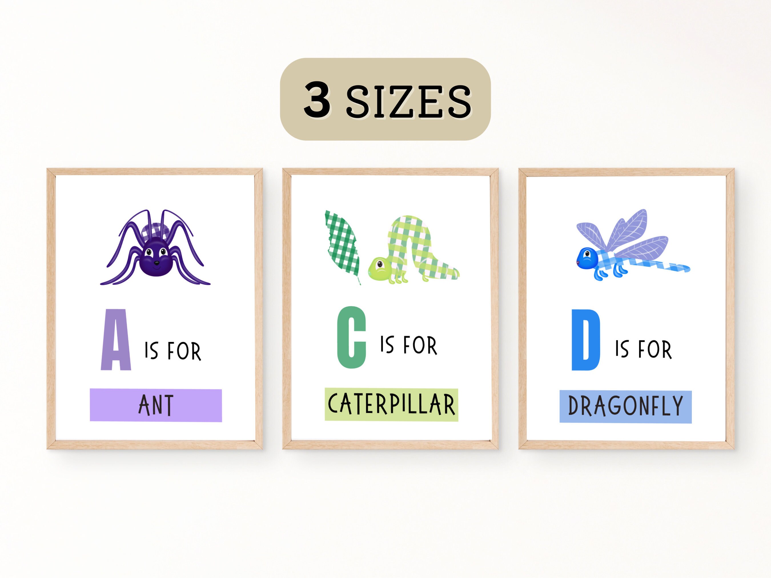 Bug ABC Learning Posters, Set of 6 Nursery Prints (digital Download) - Etsy