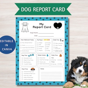 Hundemeldekarte Vorlage, bearbeitbare Haustiermeldekarte, Pet Boarding Business, Hundetagespflege, Tiersitterbericht, Welpen-Kindertagespflege Journal