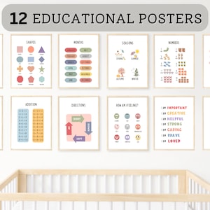 Imágenes educativas para niños, pósteres para el aula, aprendizaje en casa, educación infantil, decoración Montessori, aprendizaje temprano de matemáticas