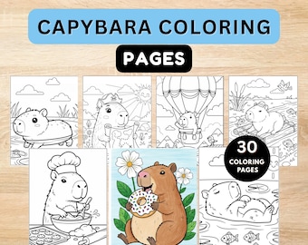 Dibujos para colorear de carpincho, animales, 30 hojas para colorear (descarga PDF)