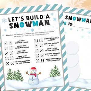 Create A Snowman Game, Printable Christmas Game For Kids, Winter Activity For Kids, Snowman, Kids Christmas Party Game, Holiday Classroom