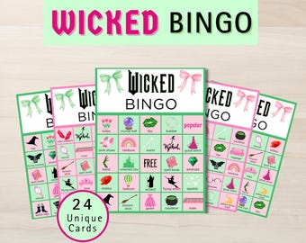 Wicked Birthday Bingo, Baby Shower Bingo, Girls Wicked Birthday Games, Girl Birthday Activity, Good Witch Game, Bad Witch Game