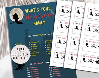 ドラゴンの名前ゲーム：子供の誕生日パーティーアクティビティ PDF ダウンロード