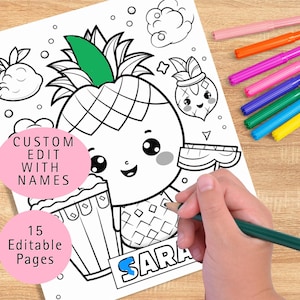 Custom Name Birthday Coloring Page, Birthday Party Coloring Activity, Name Coloring Page, Kid Birthday Favor, Personalized Coloring Page