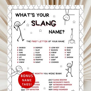 TWEEN Slang Birthday Game Tween Birthday Party Funny Teenager Birthday Games  Middle School Slang Words Sigma Kid Party Game Tween Activity
