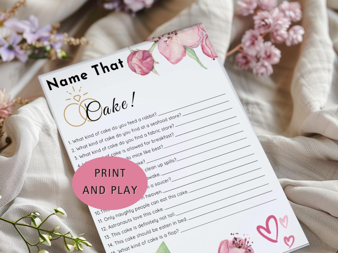Wedding Shower Game, Name the Cake Game, Wedding Games, Trivia Games ...