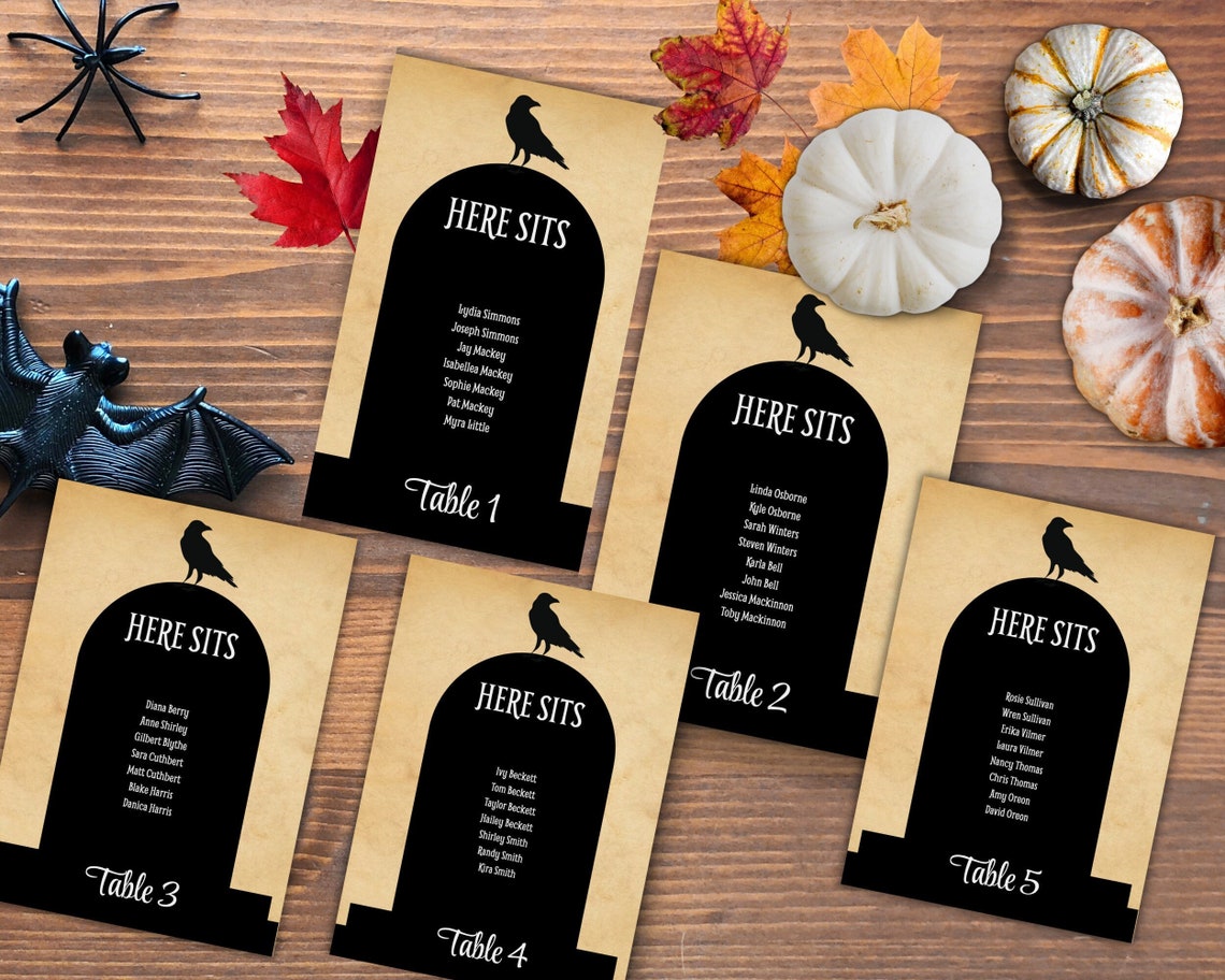 Halloween Wedding Seating Chart, Wedding Seating Plan, Editable Seating ...