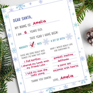 Lieber Weihnachtsmann Brief, Brief an Weihnachtsmann, Weihnachtswunschliste, Weihnachten druckbar für Kinder, Weihnachtsliste, Kinderwunschliste an Santa