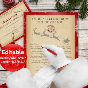 Carta oficial enviada por Papá Noel en 2024, carta personalizada a Papá Noel con certificado y lista de buenos amigos, lista de buenos amigos de Papá Noel, correo del Polo Norte