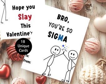 Tarjetas de San Valentín con jerga divertida para preadolescentes: 18 diseños imprimibles (descarga digital)