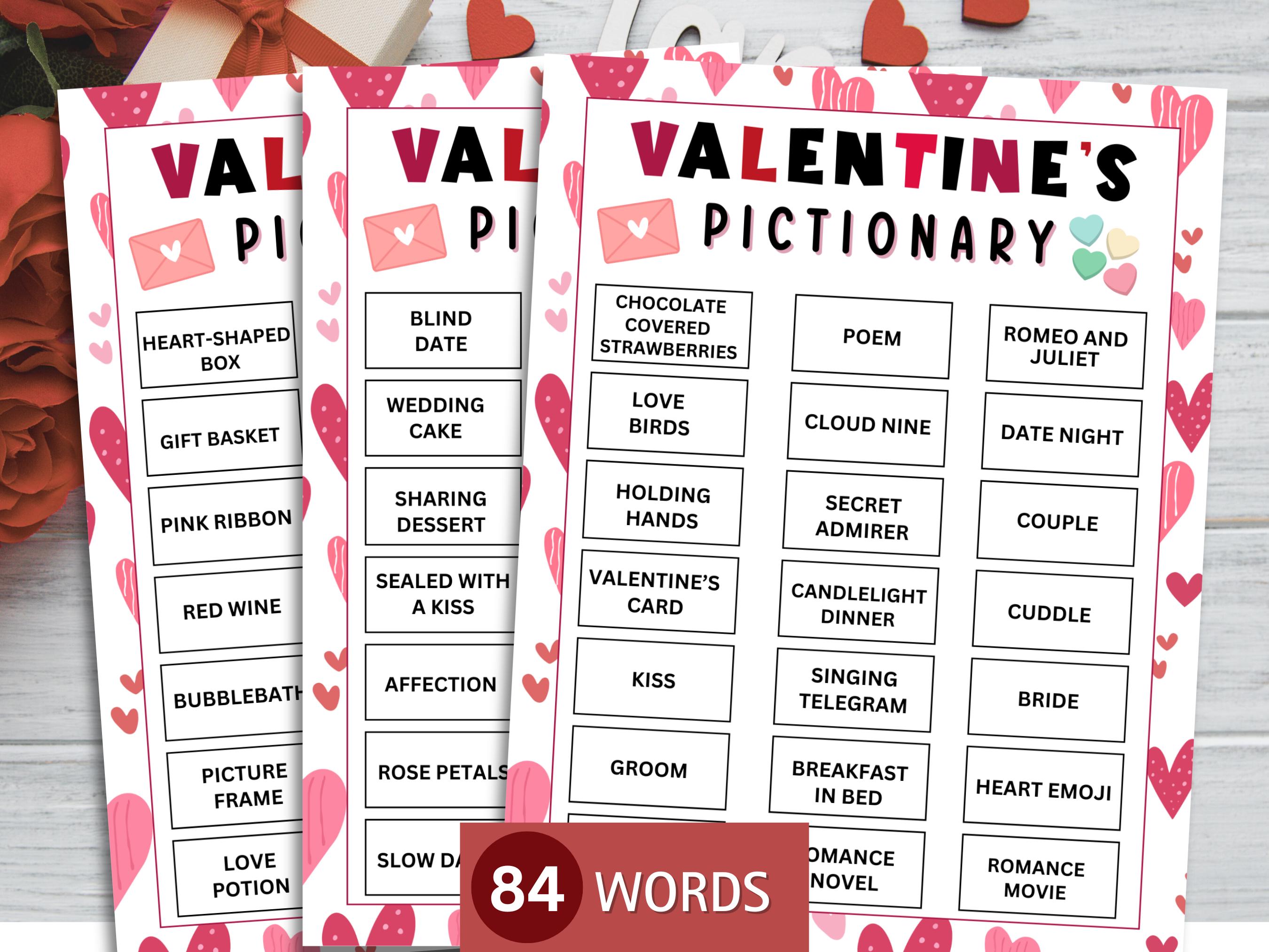 Valentine's Day Pictionary Game: Printable Classroom Activity (PDF ...