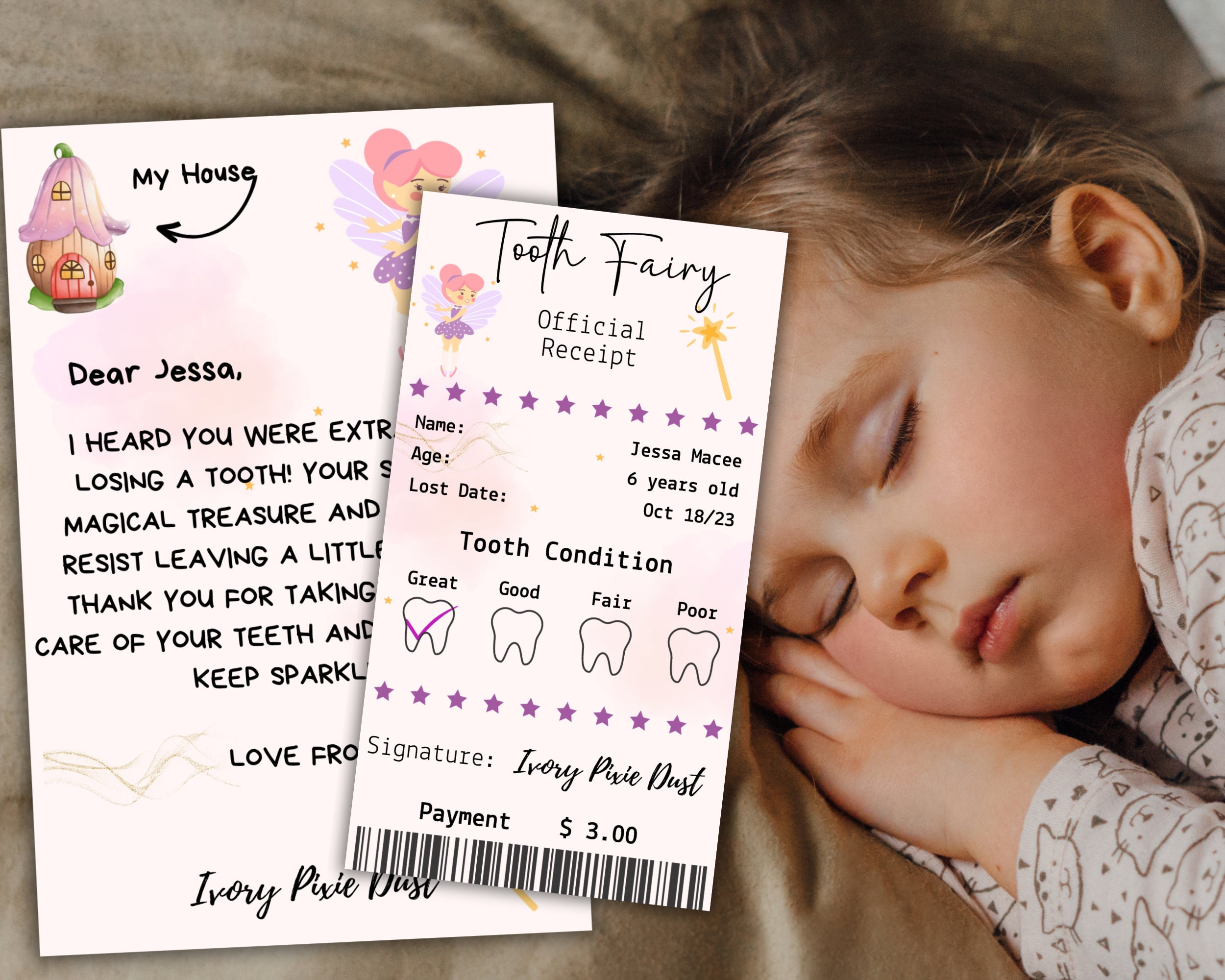 Tooth Fairy Letter Tooth Fairy Note Tooth Fairy Receipt Etsy