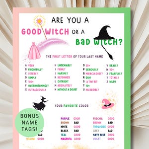 Wicked verjaardagsspel: Goede heks of slechte heks - Printbare ijsbreker voor een feestje (PDF-download)
