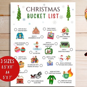 Weihnachten Bucket List, Weihnachten To Do Liste, Weihnachtsaktivitäten, DRUCKBARE Bucket List, A4 druckbar, Weihnachtsaktivitätsliste