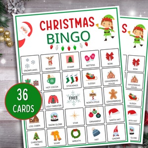 Weihnachtsbingokarten, Feiertagsbingospiel, lustige Weihnachtsspiele, Weihnachtsbingo für Kinder, Weihnachtsfamilienspieleabend, Familienurlaubsspiele