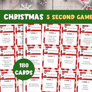 Weihnachten 5-Sekunden-Spiel, Urlaub Partyspiele, Weihnachtsspiele Nacht, Büro-Weihnachtsfeier-Spiele, Denk schnell Spiel, Urlaub Printables