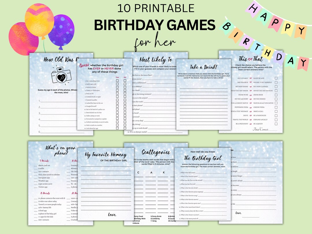 Birthday Printable Trivia Games, Adult Birthday Party Games, Birthday ...