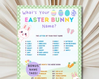 Juego de nombres de conejo de Pascua: actividad imprimible para fiestas navideñas (PDF)
