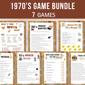 1970s Trivia Game Bundle: Retro Party Games (Printable PDF Download)