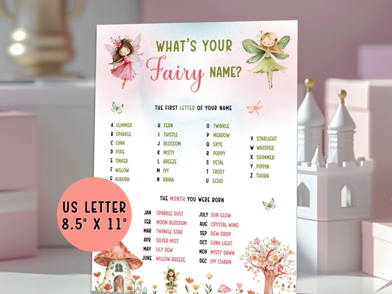 What is Your Fairy Name, Fairy Birthday Party, Fairy Printable Game ...
