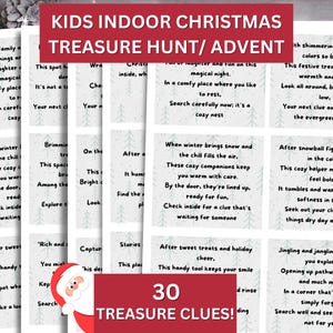 Christmas Treasure Hunt, Kids Indoor Treasure Hunt, Advent Calender Treasure Hunt, Treasure Hunt, Christmas Printable Games for Kids