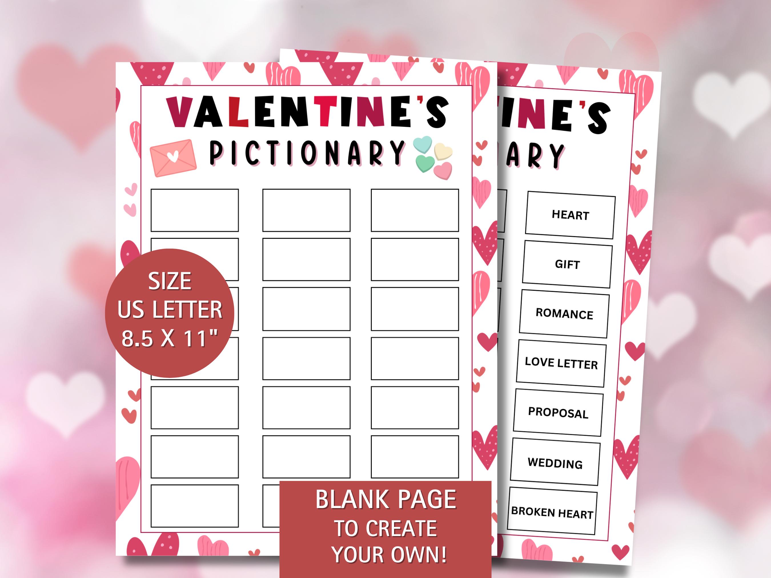 Valentine's Day Pictionary Game: Printable Classroom Activity (PDF ...