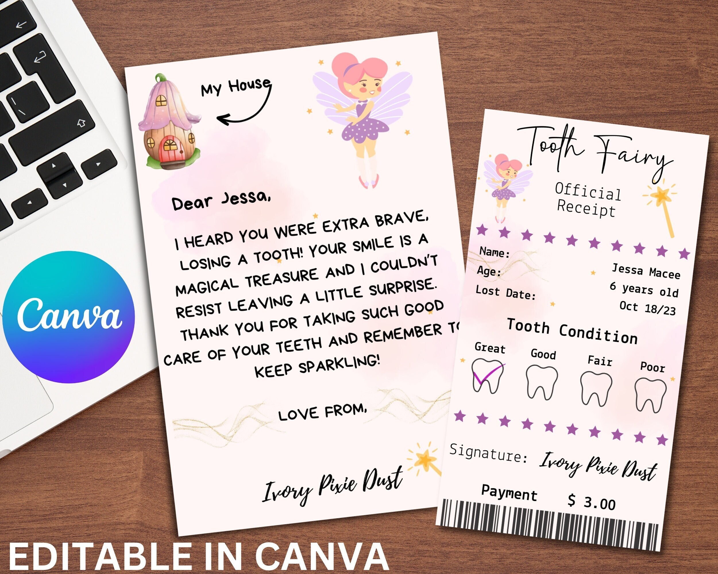 Editable Tooth Fairy Letter Tooth Fairy Note Tooth Fairy Etsy
