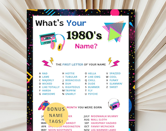 Juego de fiesta de los 80, juego de cumpleaños retro (Descarga PDF imprimible)