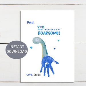 Dinosaur Handprint Fingerpaint Art FATHERS Day Gift DIY Painting Craft Art Keepsake For DAD New Dad Gift  Dad Birthday Gift, Kids Handprint