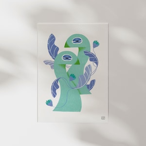 Vögel im Paradies | Plakat A4 A3 | Hochwertiger Kunstdruck | Tropisches Wanddekor | Dschungel-Wand-Dekor